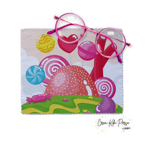 Essui-lunette Chiffonnette motif île de Sucreries confiseries gourmandises