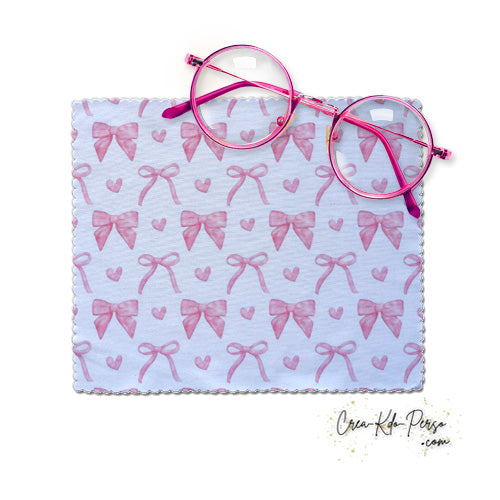 Essuie-lunette Chiffonnette girly motif petits Nœuds roses