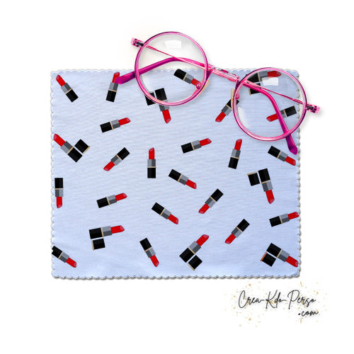 Essuie-lunette Chiffonnette girly motif sticks tubes de rouge à lèvre