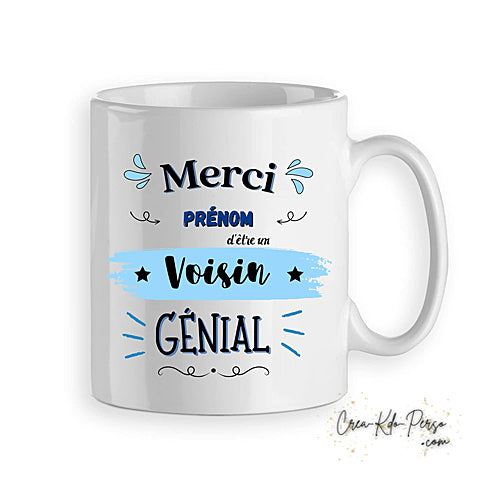 Mug Merci pour voisin voisine cadeau de remerciement personnalisé