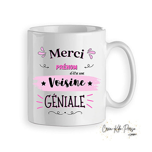 Mug Merci pour voisin voisine cadeau de remerciement personnalisé