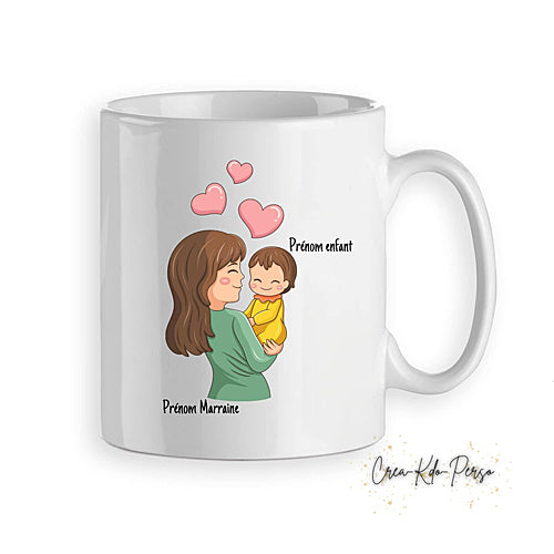 Mug cadeau Marraine d'amour personnalisé