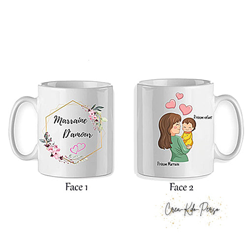 Mug cadeau Marraine d'amour personnalisé