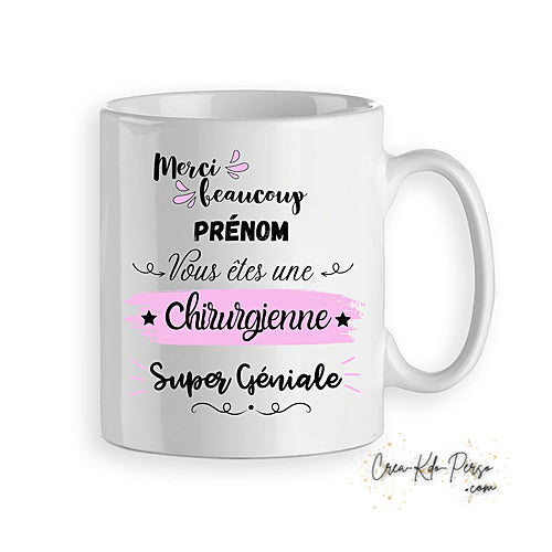 Mug merci Médecin Chirurgien trop génial personnalisé