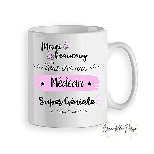 Mug merci médecin trop génial personnalisé