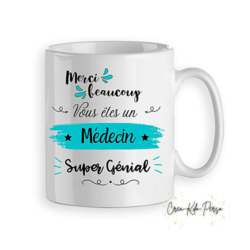 Mug merci médecin trop génial personnalisé