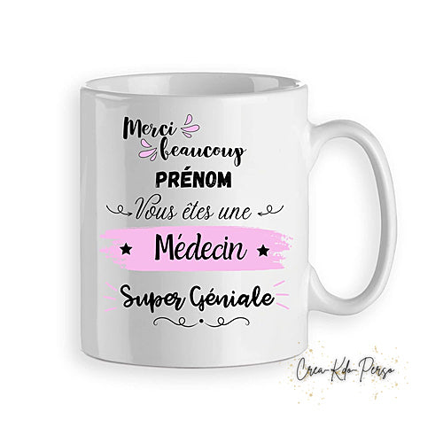 Mug merci médecin trop génial personnalisé