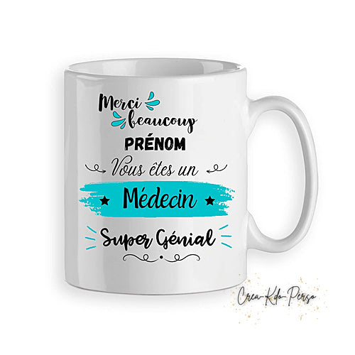 Mug merci médecin trop génial personnalisé