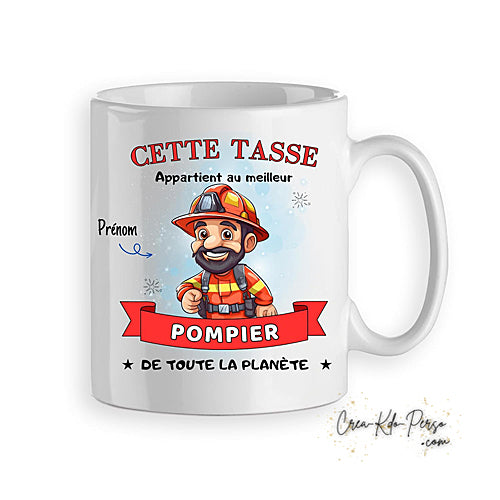 Mug cadeau meilleur Pompier de la planète personnalisé