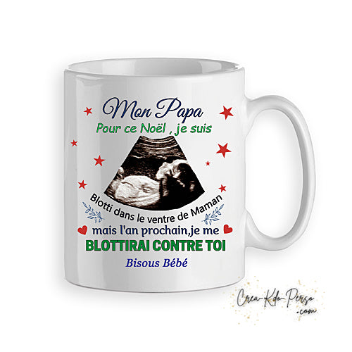 mug cadeau noël personnalisé échographie futur papa