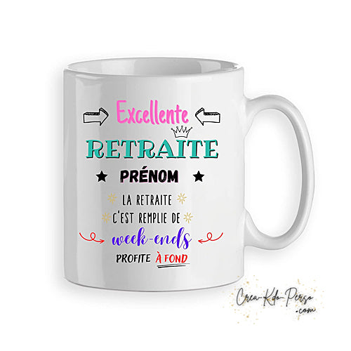 Mug cadeau départ en retraite profite à fond personnalisé