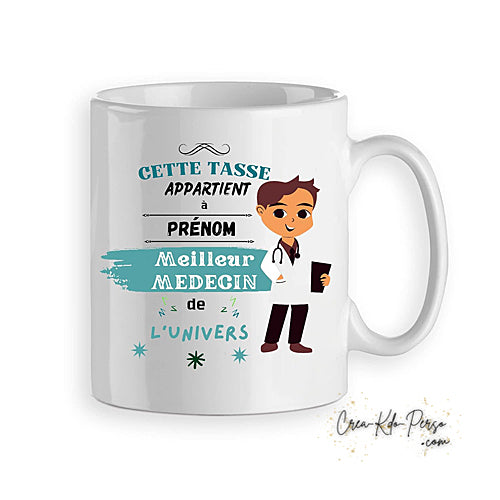 Mug Médecin Docteur meilleur de l'univers personnalisé (modèle1)