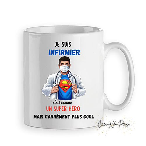 Mug cadeau Infirmière super héroïne personnalisé