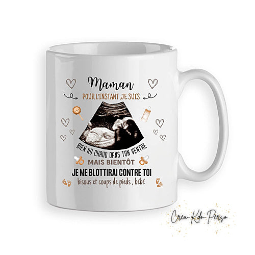 mug cadeau future maman fête des mères noël anniversaire personnalisé échographie