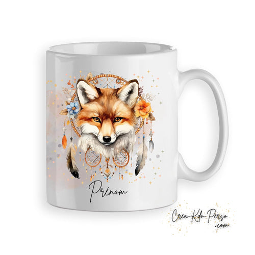 Mug renard native America animal totem personnalisé