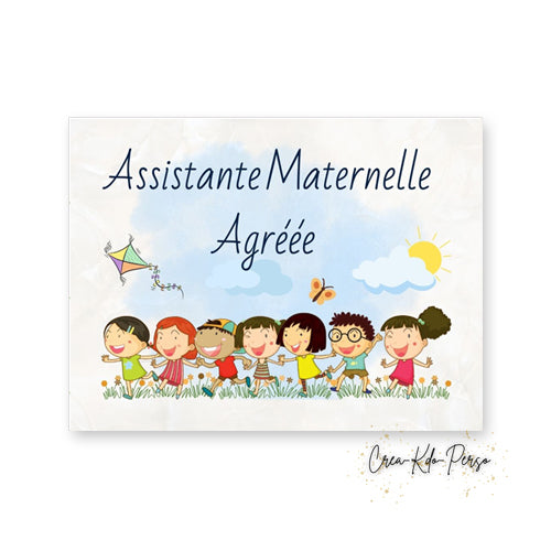 Plaque Assistante maternelle agréée panneau de porte nounou nourrice