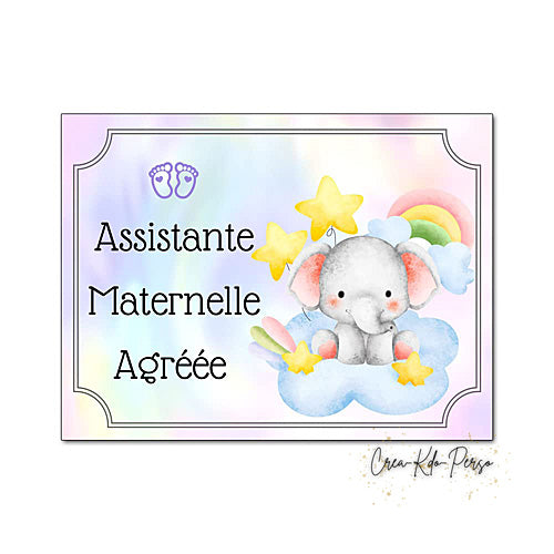Plaque Assistante maternelle agréée panneau de porte nounou nourrice