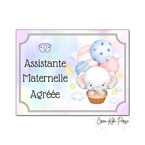 Plaque Assistante maternelle agréée panneau de porte nounou nourrice