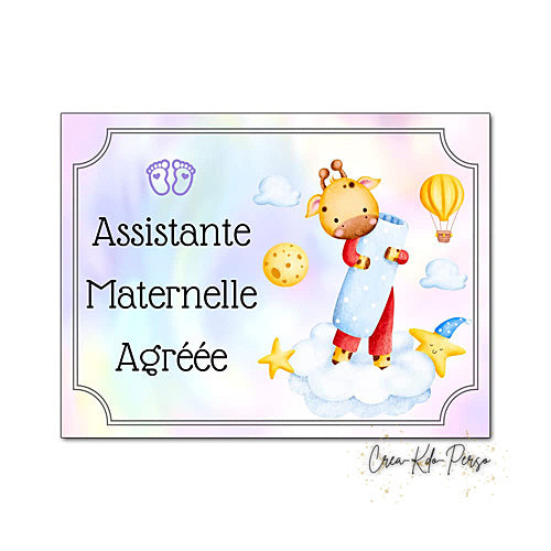 Plaque Assistante maternelle agréée panneau de porte nounou nourrice