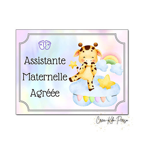 Plaque Assistante maternelle agréée panneau de porte nounou nourrice