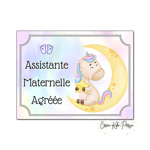 Plaque Assistante maternelle agréée panneau de porte nounou nourrice