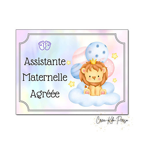 Plaque Assistante maternelle agréée panneau de porte nounou nourrice