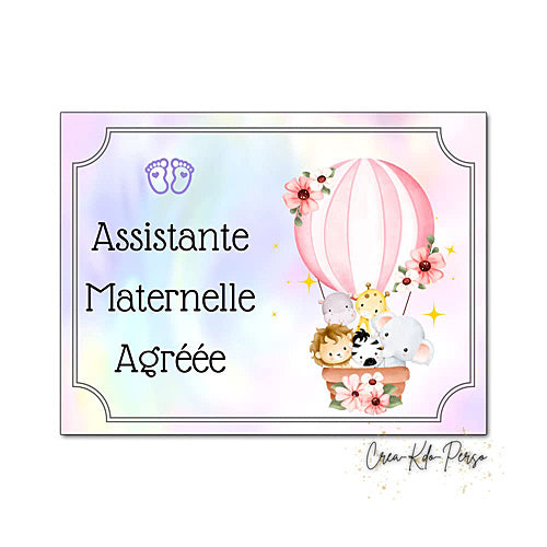 Plaque Assistante maternelle agréée panneau de porte nounou nourrice