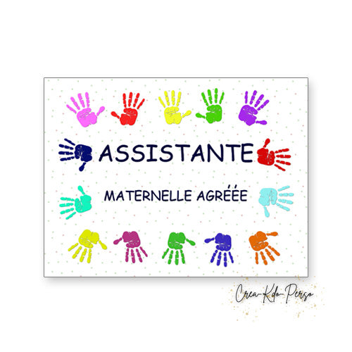 Plaque Assistante maternelle agréée panneau de porte nounou nourrice