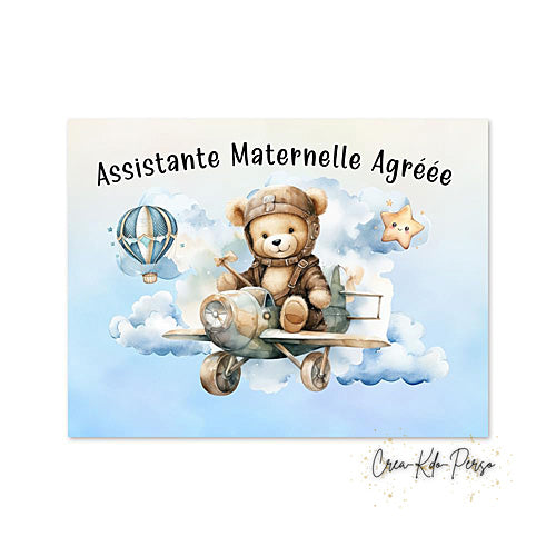 Plaque Assistante maternelle agréée panneau de porte nounou nourrice