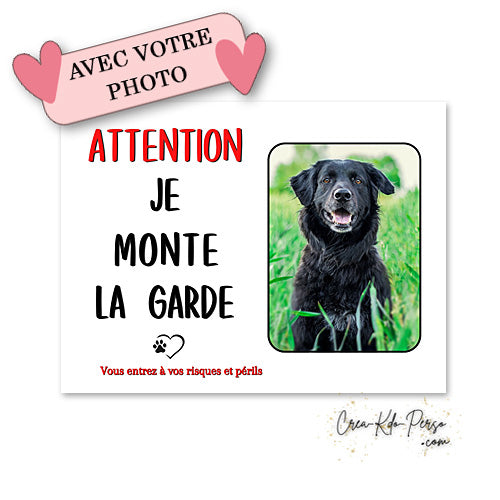 plaque attention au chien personnalisée photo