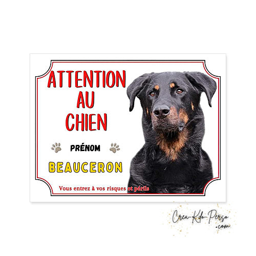 Plaque Attention au chien Beauceron