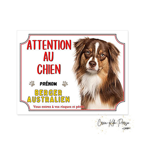 Plaque Berger Australien Panneau de portail Attention au chien