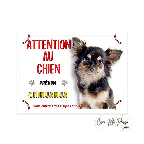 Plaque Chihuahua Attention au chien panneau de portail je monte la garde