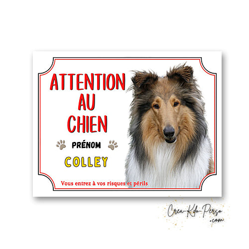 Plaque Attention au Chien Colley