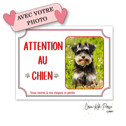 plaque attention au chien personnalisée photo