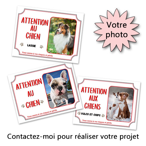 Plaque Attention au Chien personnalisée avec votre photo panneau Je monte la garde