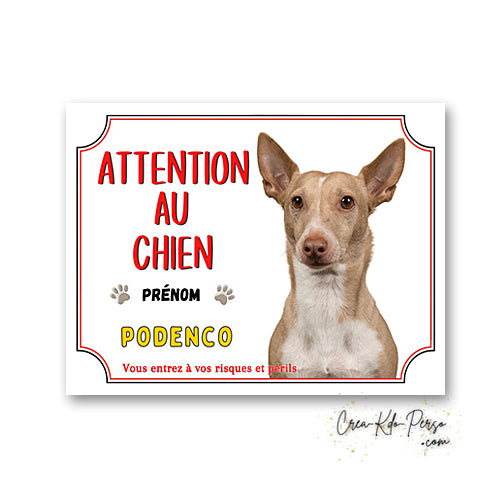 Plaque Attention au Chien Podenco