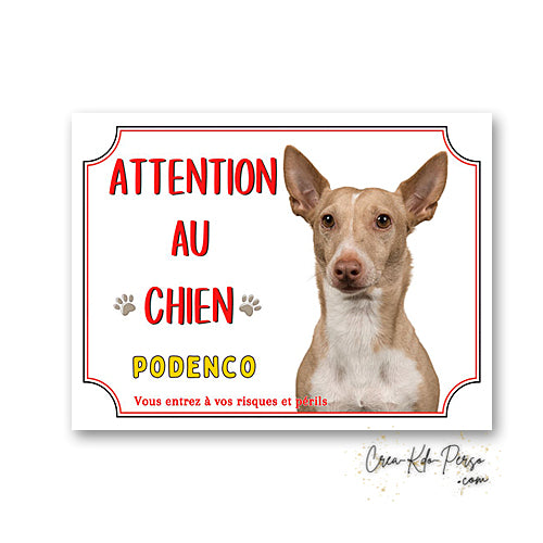 Plaque Attention au Chien Podenco