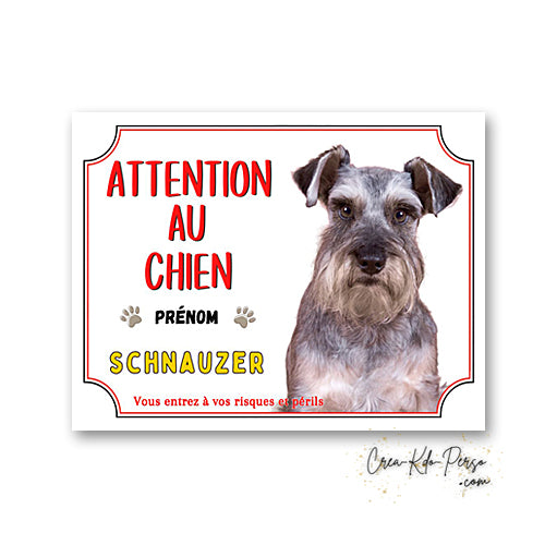 Plaque de portail Schnauzer Attention au Chien panneau je monte la garde