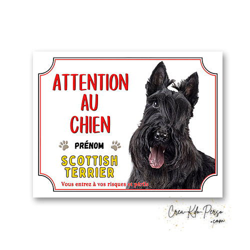 Plaque Attention au Chien Scottish Terrier