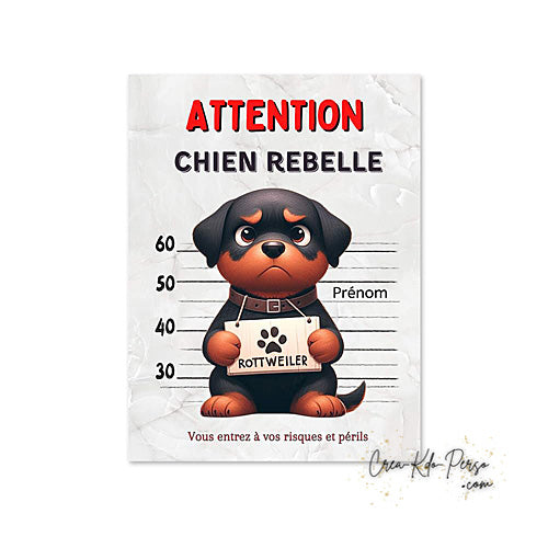 Plaque de portail Rottweiler Attention au chien panneau je monte la garde