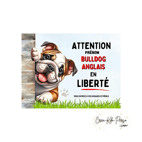 Plaque Bulldog Anglais je monte la garde panneau de portail Attention au chien