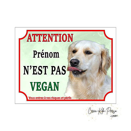 Plaque Golden Retriever panneau de portail Attention au chien