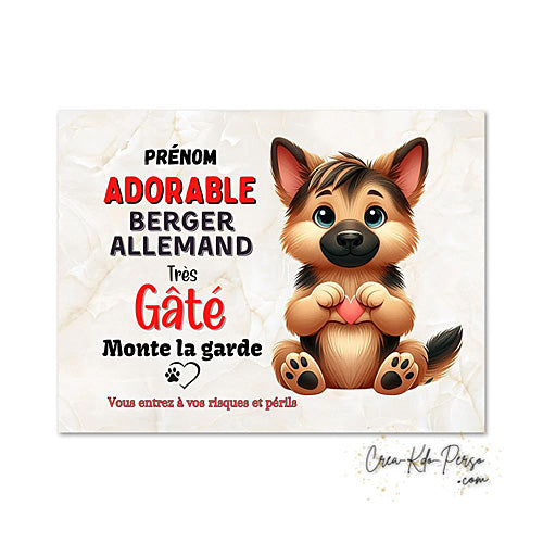 Plaque berger allemand Attention au chien panneau de portail je monte la garde