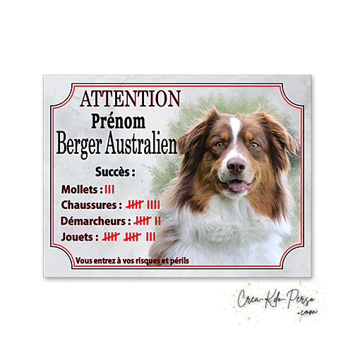 Plaque Berger Australien Panneau de portail Attention au chien