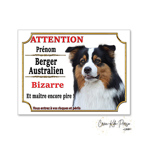 Plaque Berger Australien Panneau de portail Attention au chien