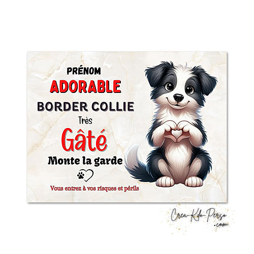 Plaque Border Collie Panneau de portail Attention au chien