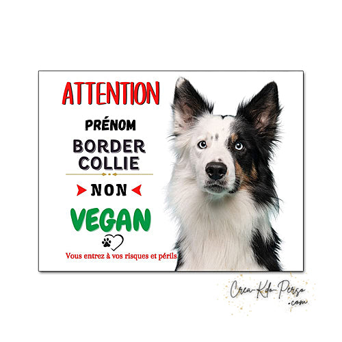 Plaque Border Collie Panneau de portail Attention au chien