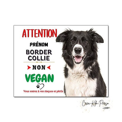 Plaque Border Collie Panneau de portail Attention au chien