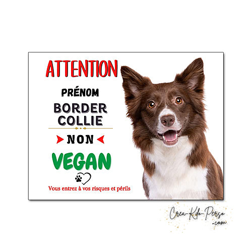 Plaque Border Collie Panneau de portail Attention au chien